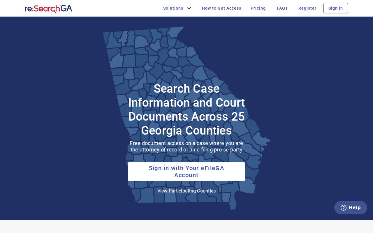 Odyssey re:SearchGA portal used for Chatham County hearing searches