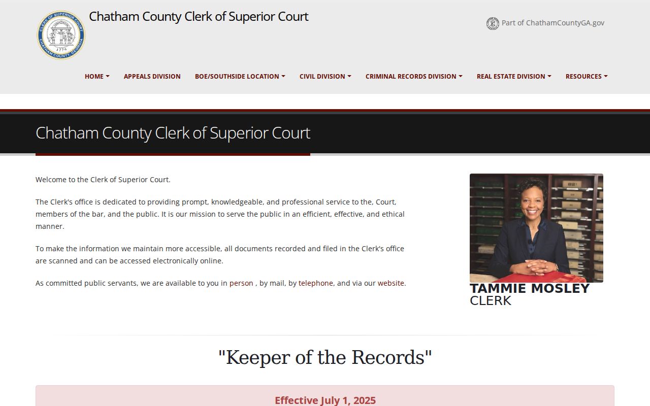 Chatham County Superior Court Clerk home and record links