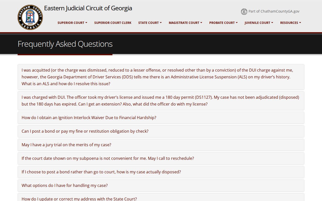 Chatham County criminal docket State Court FAQ
