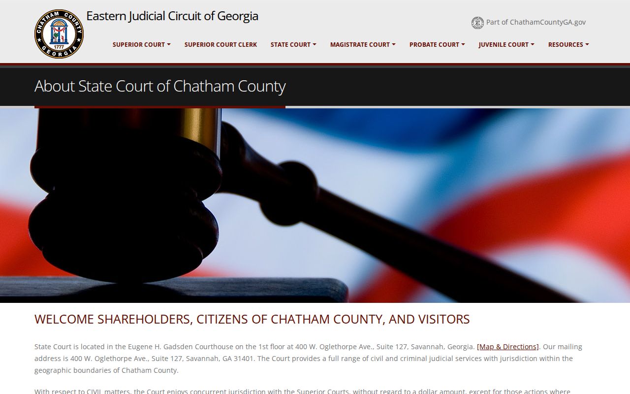 Chatham County court docket State Court jurisdiction page