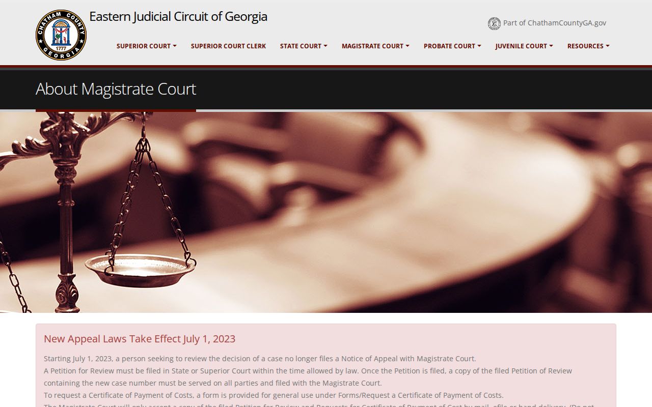 Chatham County court docket Magistrate Court route