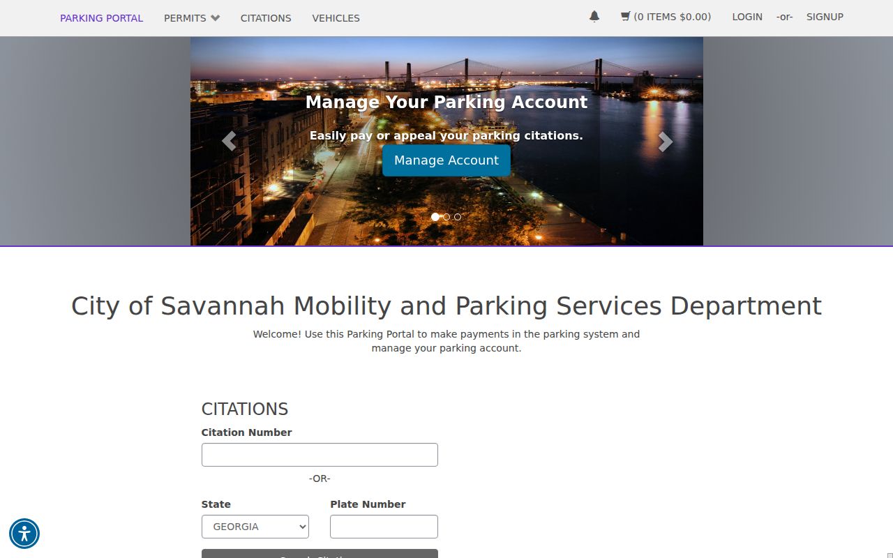 Savannah mobility portal citation and plate search